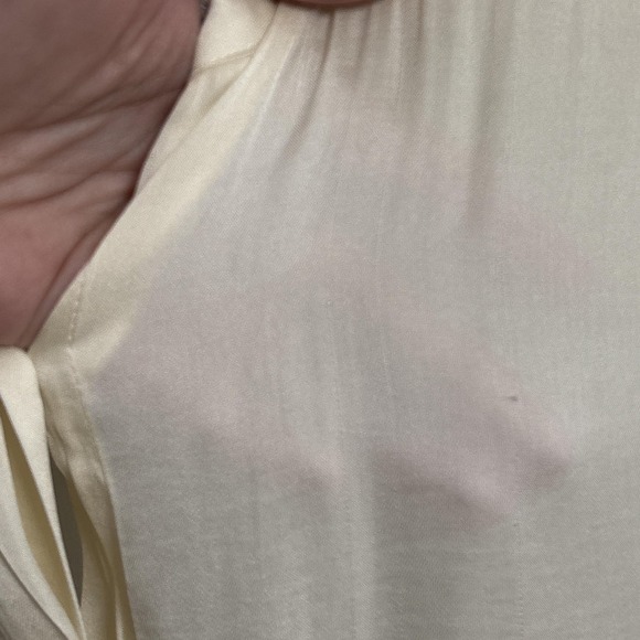 Banana Republic Dress S Cream Pleated Drop Waist Silky Lightweight Minimalist - Picture 10 of 12